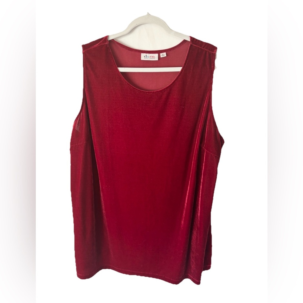 Denim&Co Rich Red velour Tank Top 2X